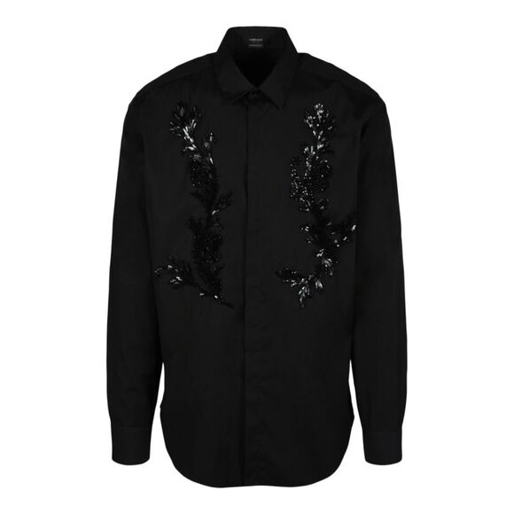 Versace Beaded Dress Shirt Black Mens